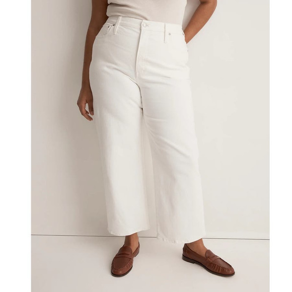 NWT Madewell The Petite Perfect Vintage Wide-Leg Crop Jean in Tile White Sz 31P - Picture 2 of 13